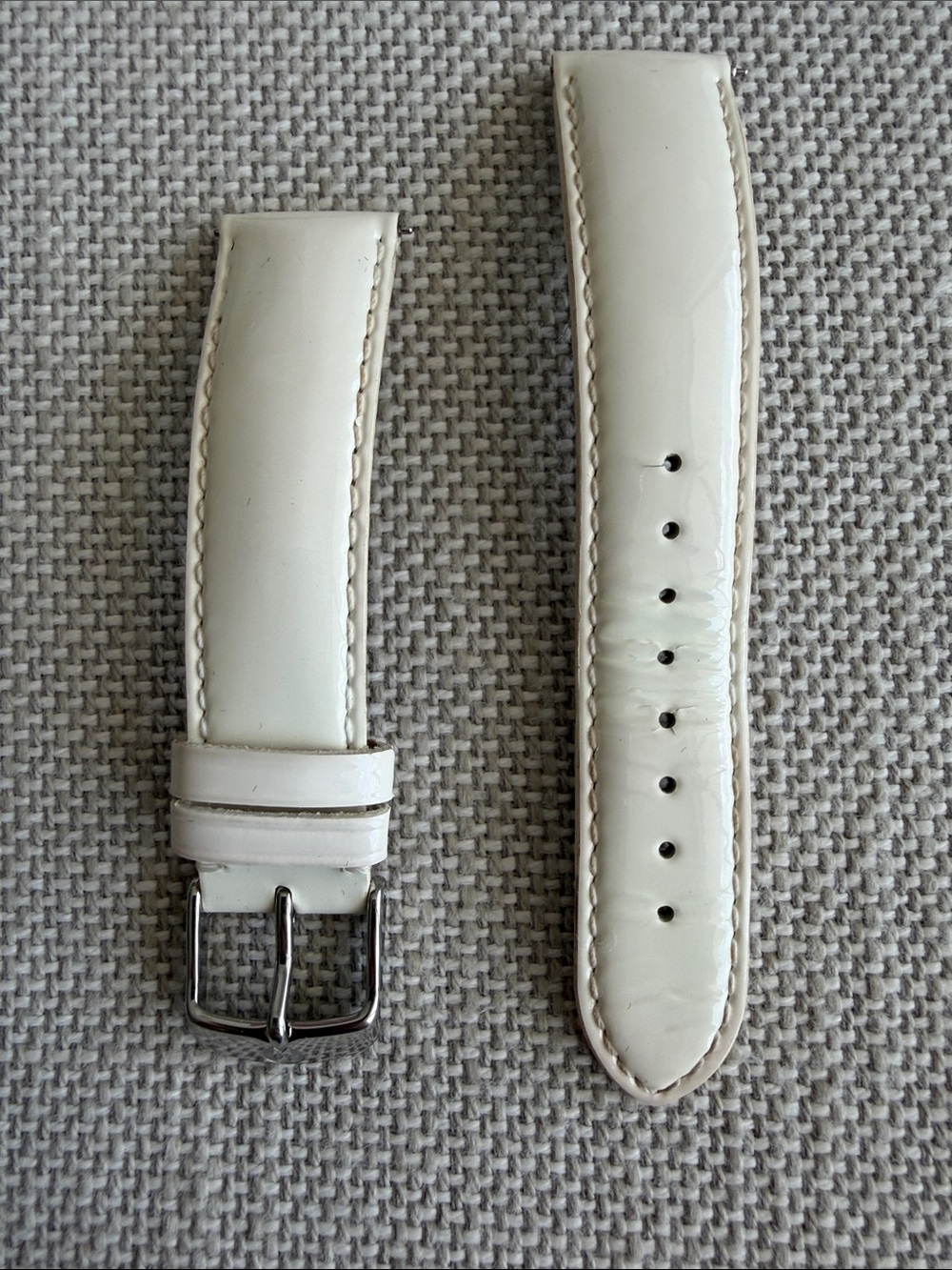 MICHELE 18 white patent leather watch strap